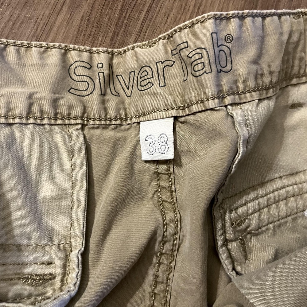 SilverTab Cargo Shorts Mens 38 Beige Cotton Canvas Relaxed Fit Pockets - Picture 3 of 4